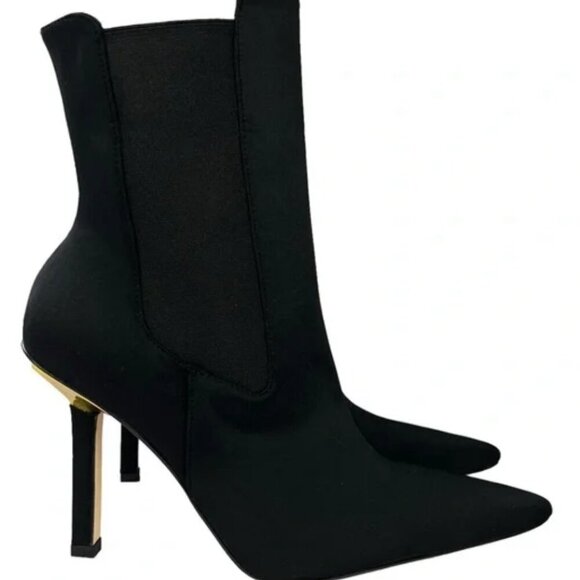 NEW Good American Pointed‎ Toe Heeled Bootie Black Neoprene Women's 9.5 GA118N-X - Picture 1 of 10